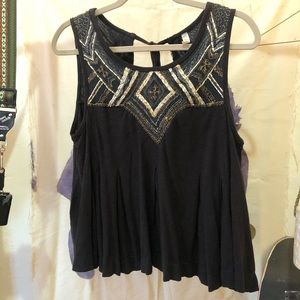 Free people embroidered sleeveless blouse
